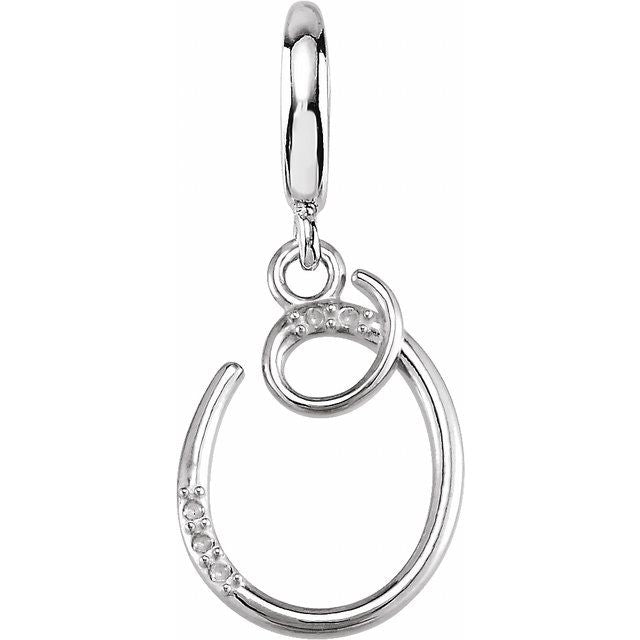 Sterling Silver Script Initial .03 CTW Natural Diamond Charm/Pendant