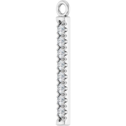 1/10 CTW Natural Diamond Bar Dangle, 2.6 mm x 18.3 mm
