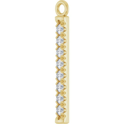 1/10 CTW Natural Diamond Bar Dangle, 2.6 mm x 18.3 mm