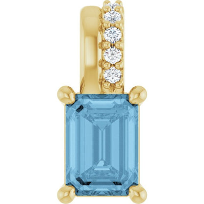 14K Yellow Gold Natural Sky Blue Topaz & .04 CTW Natural Diamond Pendant