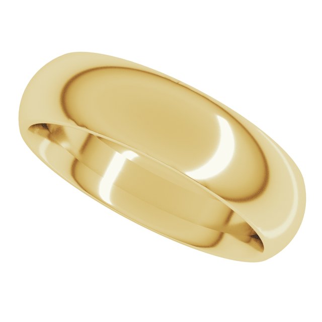 14K Yellow Gold Half Round Band, 5.5 mm