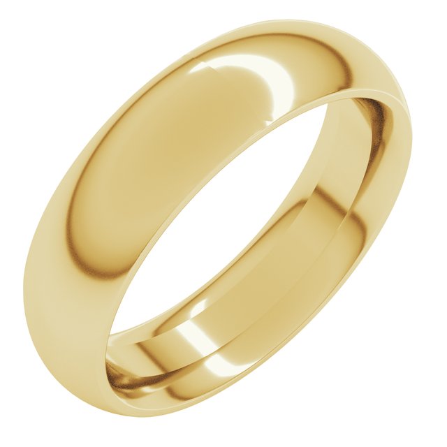 14K Yellow Gold Half Round Band, 5.5 mm