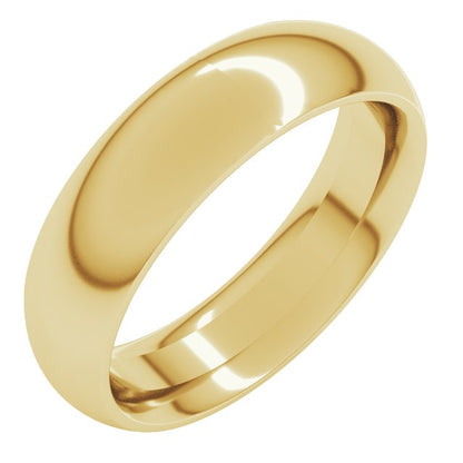 14K Yellow Gold Half Round Band, 5.5 mm