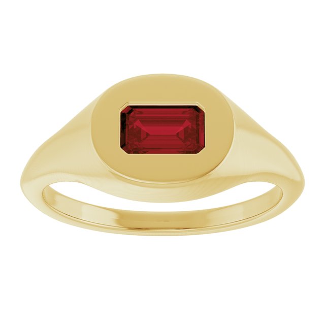 14K Yellow Gold Natural Mozambique Garnet Signet Ring