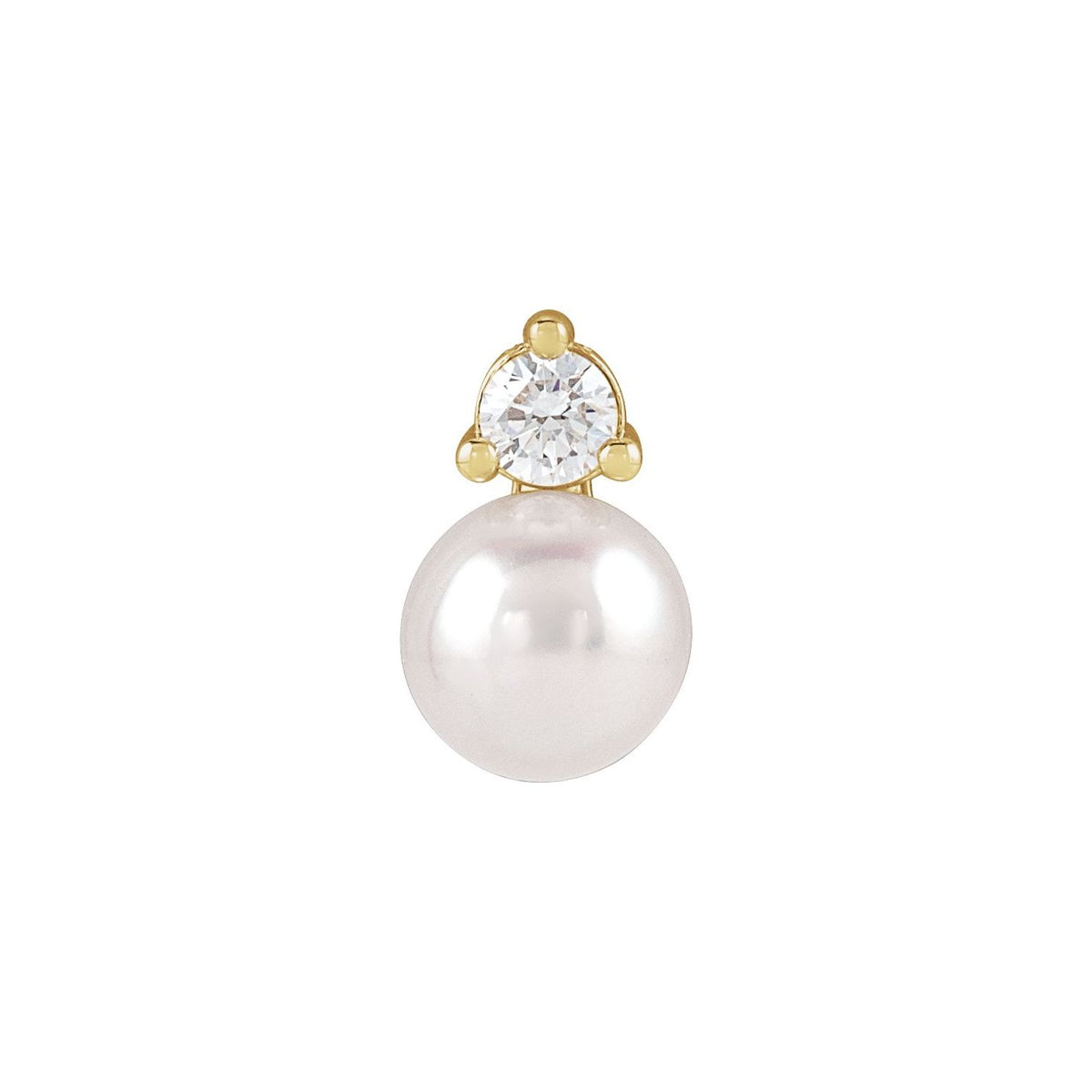 14K Yellow Gold Cultured White Freshwater Pearl & 1/10 CTW Natural Diamond Pendant