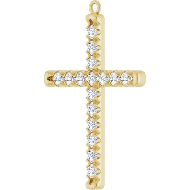 3/4 CTW Natural Diamond French-Set Cross Dangle, 22 mm x 32.1 mm