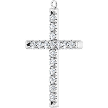 3/4 CTW Natural Diamond French-Set Cross Dangle, 22 mm x 32.1 mm