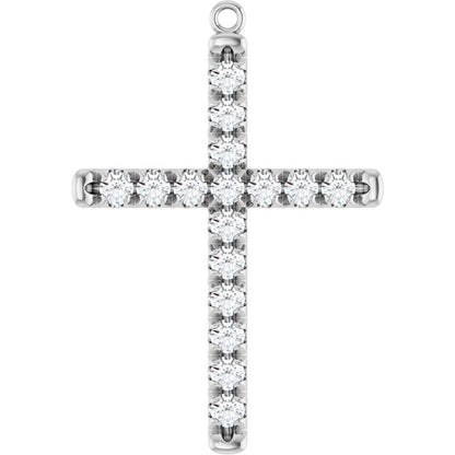 1 CTW Natural Diamond French-Set Cross Dangle