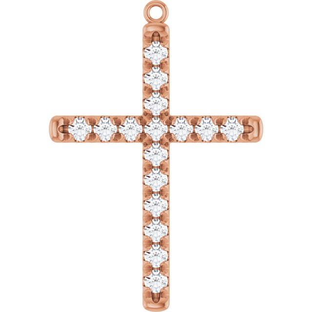 3/4 CTW Natural Diamond French-Set Cross Dangle, 22 mm x 32.1 mm