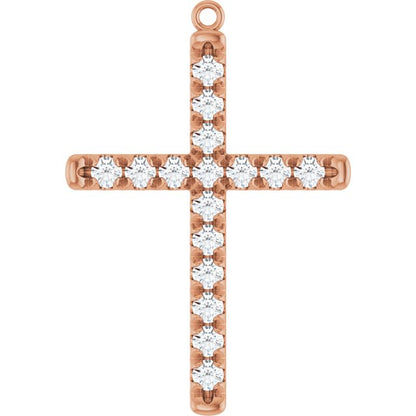 3/4 CTW Natural Diamond French-Set Cross Dangle, 22 mm x 32.1 mm