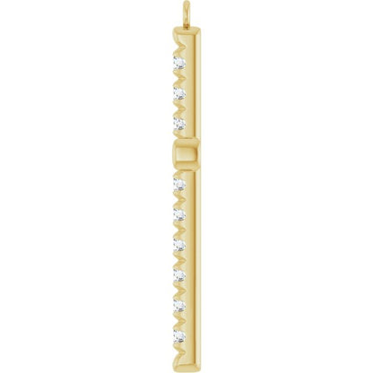 3/4 CTW Natural Diamond French-Set Cross Dangle, 22 mm x 32.1 mm
