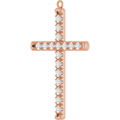 1 CTW Natural Diamond French-Set Cross Dangle