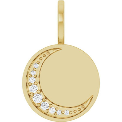 14K Yellow Gold Engravable .05 CTW Lab-Grown Diamond Crescent Moon Pendant