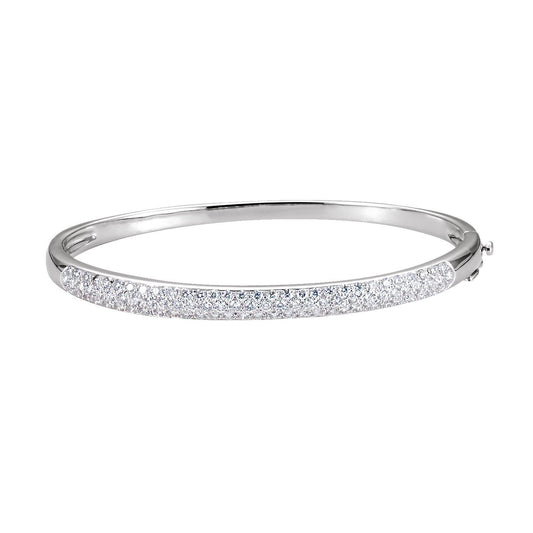14K White Gold 1 1/2 CTW Natural Diamond Bangle 7 1/2" Bracelet