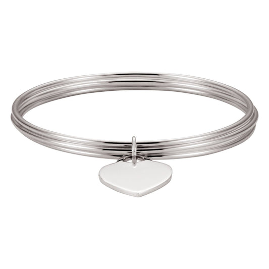 Sterling Silver Heart Charm Bangle 8" Bracelet