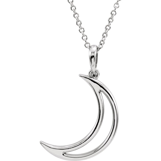 Sterling Silver 25.65x4. Crescent Moon 16" Necklace
