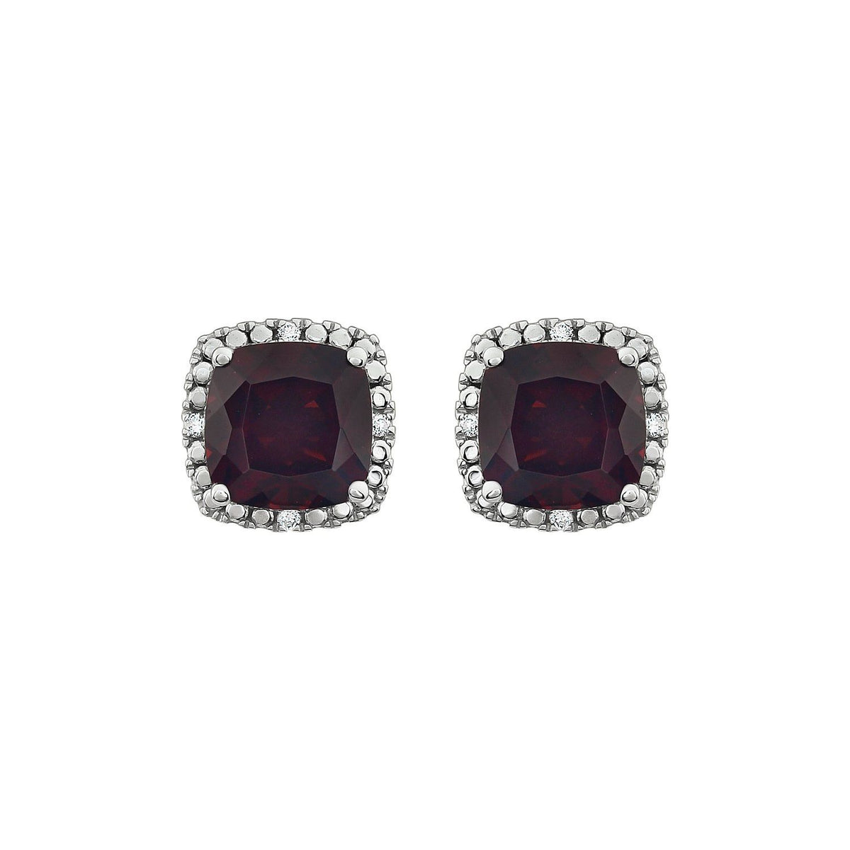 14K White Gold Natural Mozambique Garnet & .06 CTW Natural Diamond Earrings