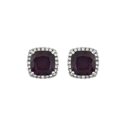 14K White Gold Natural Mozambique Garnet & .06 CTW Natural Diamond Earrings