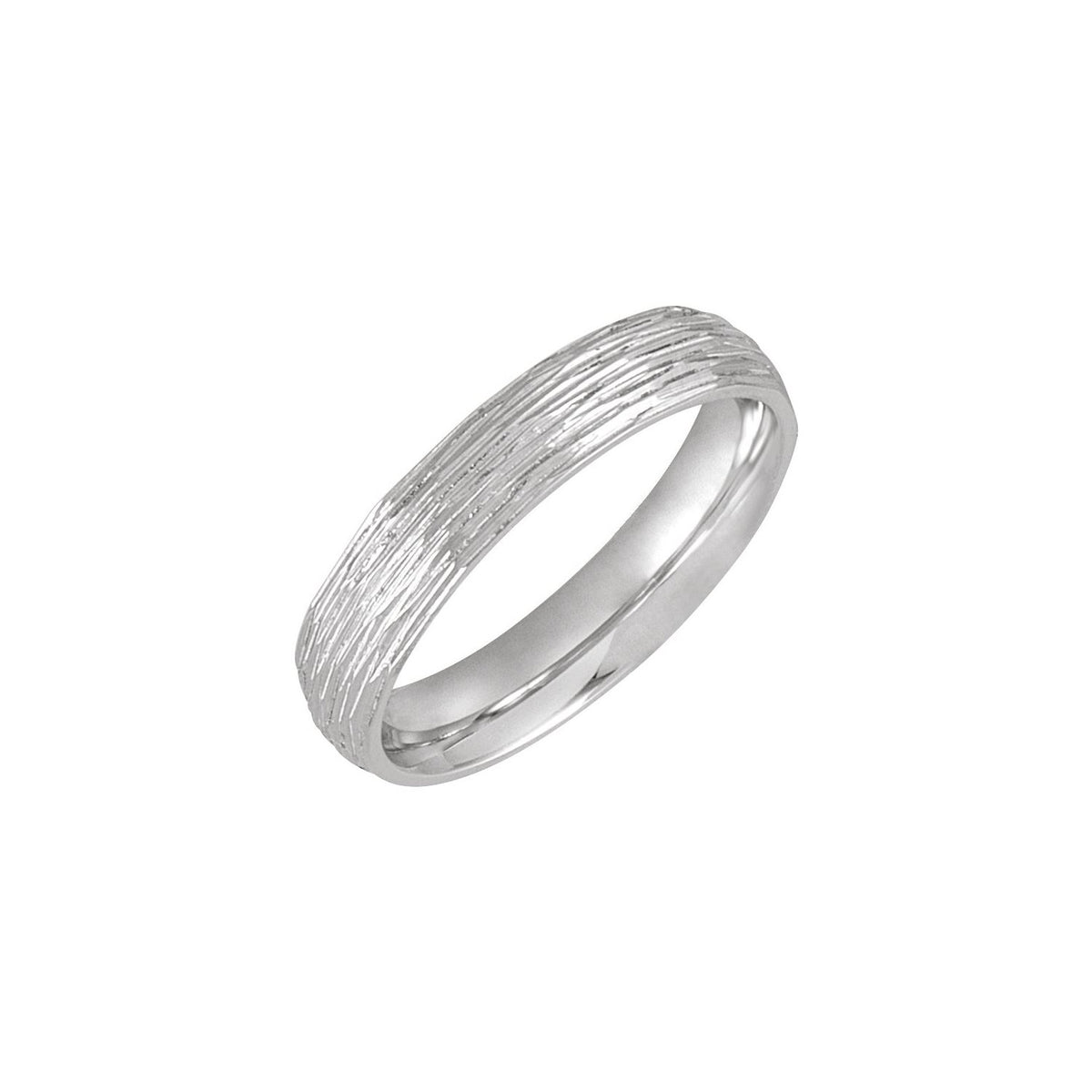 Tree Bark-Inspired Comfort-Fit Flat Band, 4 mm