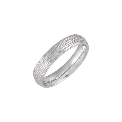 Tree Bark-Inspired Comfort-Fit Flat Band, 4 mm