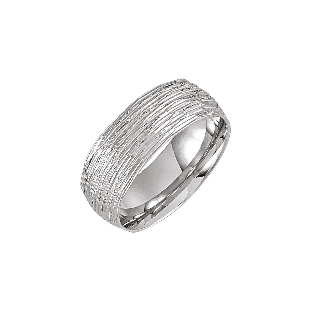 Tree Bark-Inspired Comfort-Fit Flat Band, 4 mm
