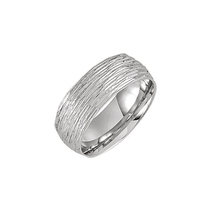 Tree Bark-Inspired Comfort-Fit Flat Band, 4 mm