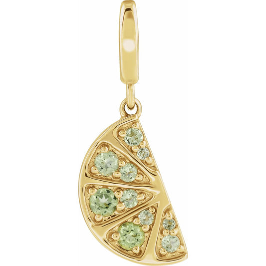 14K Yellow Gold Natural Peridot Lime Wedge Charm/Pendant