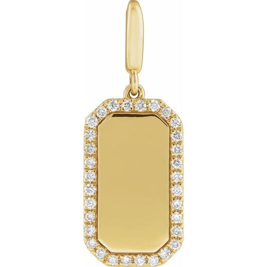 Engravable 1/6 CTW Natural Diamond Dog Tag Charm/Pendant
