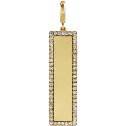Engravable 1/4 CTW Natural Diamond Bar Charm/Pendant