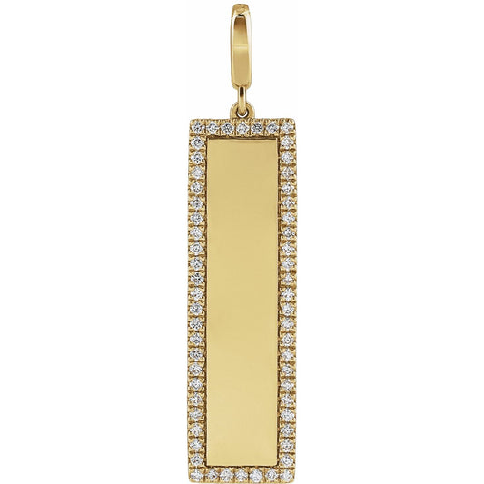 Engravable 1/3 CTW Natural Diamond Bar Charm/Pendant