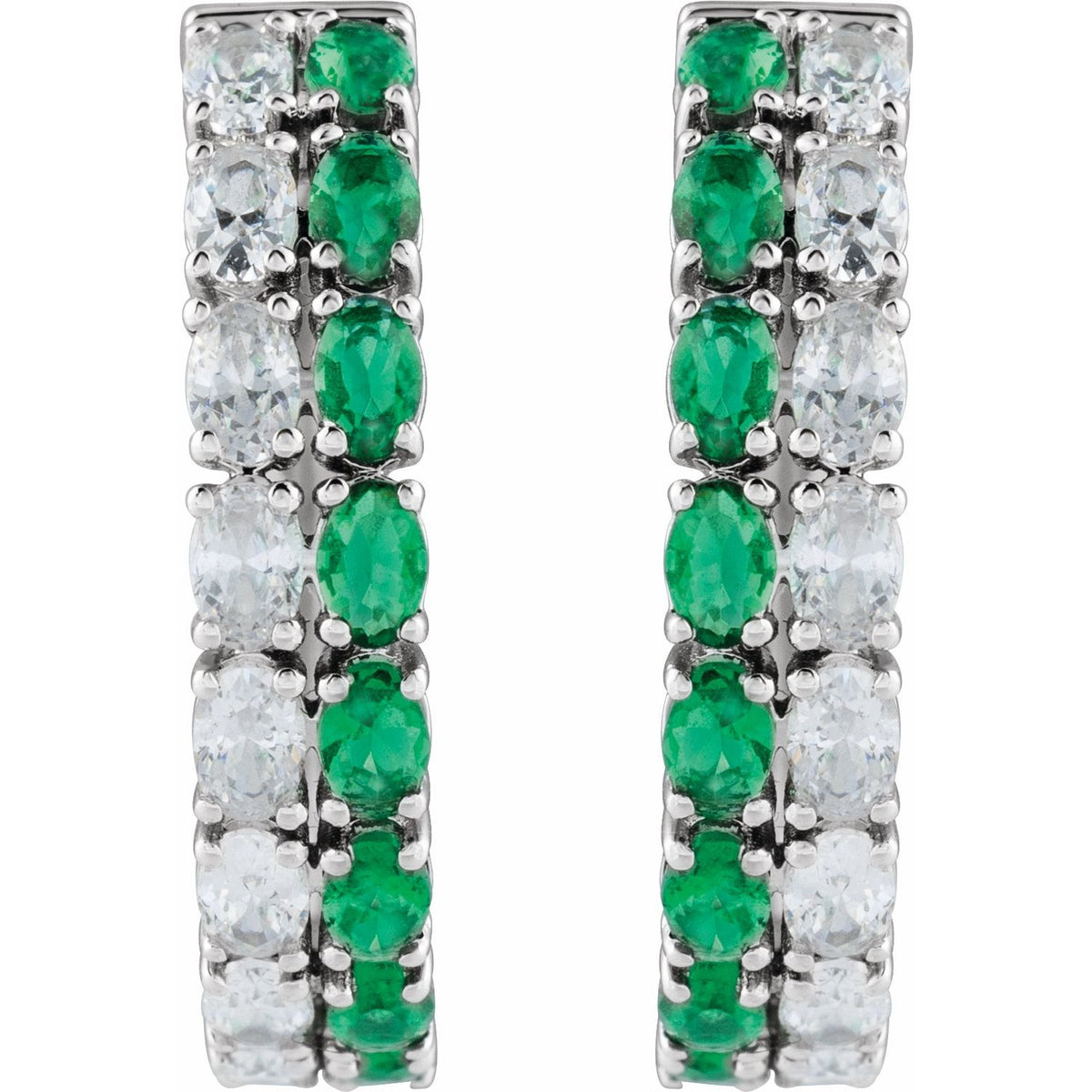 Lab-Grown Emerald & 1 5/8 CTW Lab-Grown Diamond Hoop Earrings
