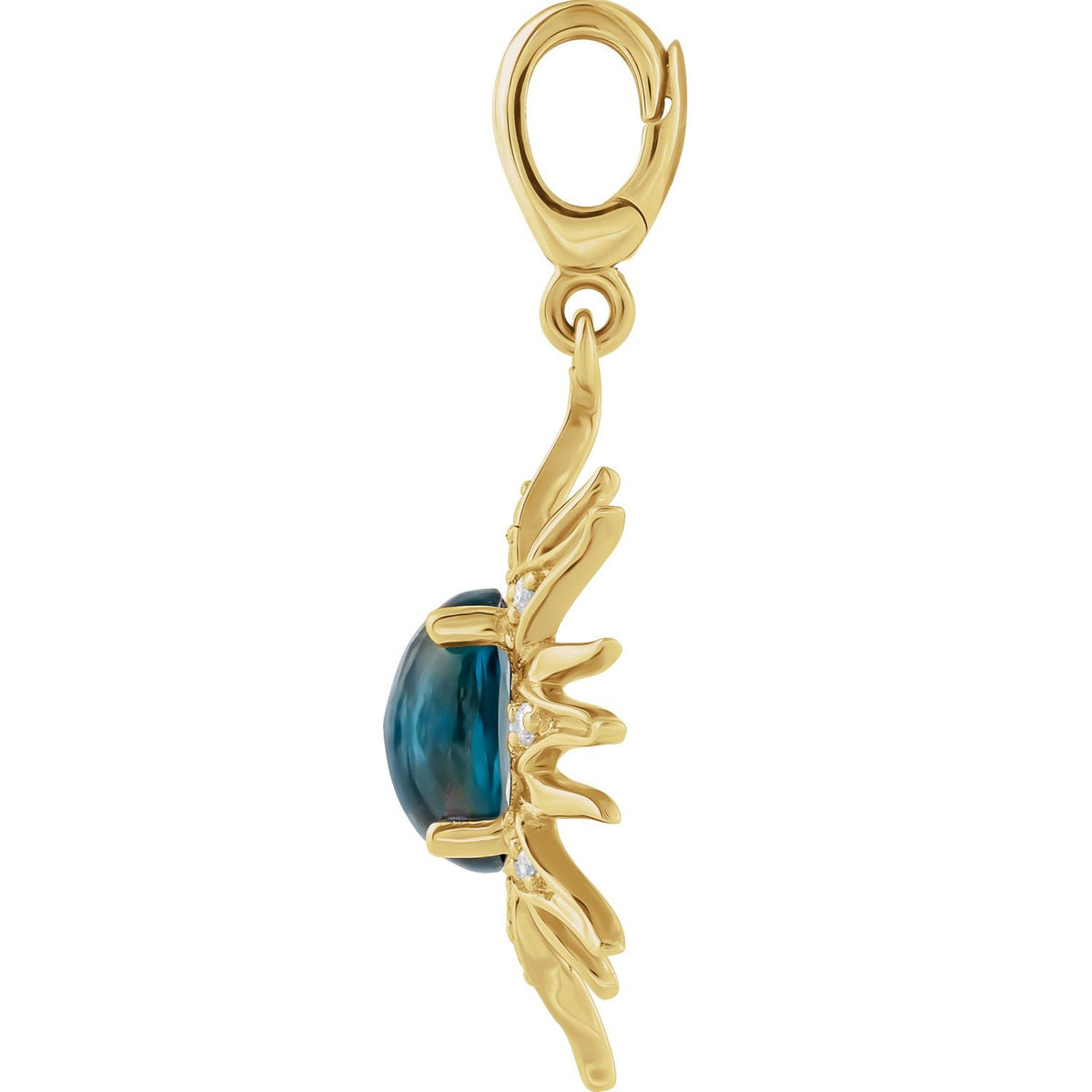14K Yellow Gold Natural London Blue Topaz & 1/10 CTW Natural Diamond Sun Charm/Pendant