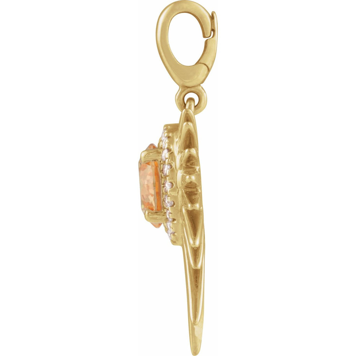 14K Yellow Gold Natural Citrine & 1/10 CTW Natural Diamond Halo-Style Sun Charm/Pendant