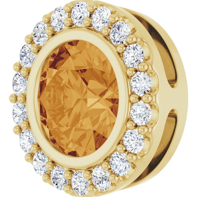Natural Citrine & 1/4 CTW Natural Diamond Halo-Style Pendant