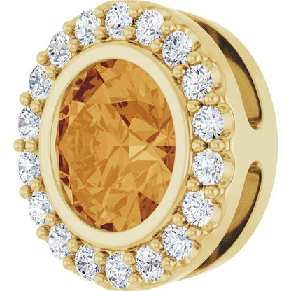 Natural Citrine & 1/4 CTW Natural Diamond Halo-Style Pendant