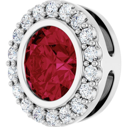 Lab-Grown Ruby & 1/4 CTW Natural Diamond Halo-Style Pendant