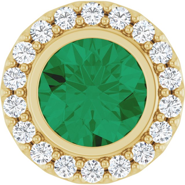 Lab-Grown Emerald & 1/4 CTW Natural Diamond Halo-Style Pendant