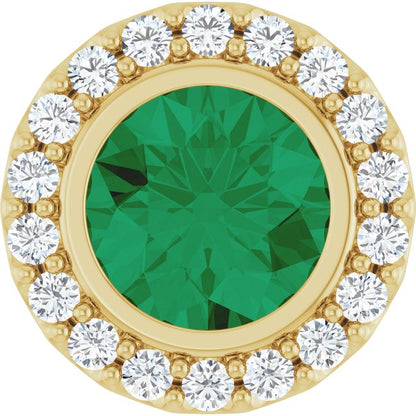 Lab-Grown Emerald & 1/4 CTW Natural Diamond Halo-Style Pendant