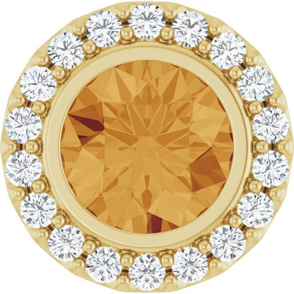 Natural Citrine & 1/4 CTW Natural Diamond Halo-Style Pendant