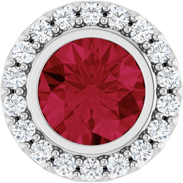 Lab-Grown Ruby & 1/4 CTW Natural Diamond Halo-Style Pendant