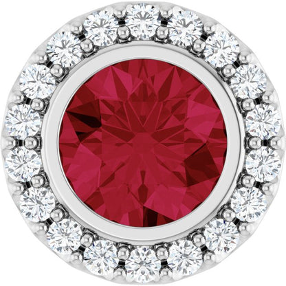 Lab-Grown Ruby & 1/4 CTW Natural Diamond Halo-Style Pendant
