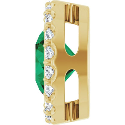 Lab-Grown Emerald & 1/4 CTW Natural Diamond Halo-Style Pendant