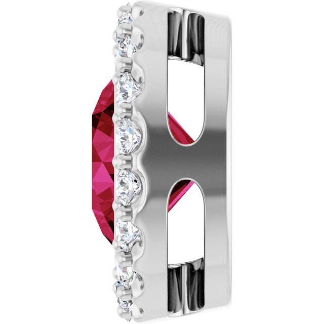 Lab-Grown Ruby & 1/4 CTW Natural Diamond Halo-Style Pendant