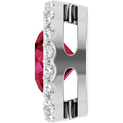 Lab-Grown Ruby & 1/4 CTW Natural Diamond Halo-Style Pendant