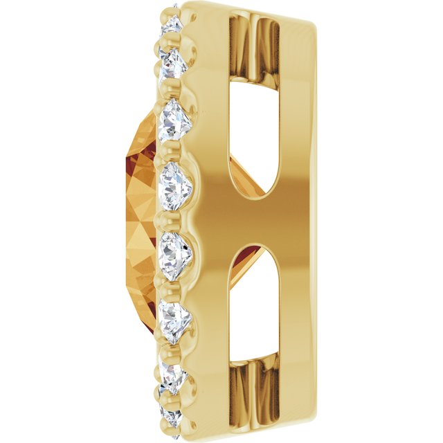 Natural Citrine & 1/4 CTW Natural Diamond Halo-Style Pendant