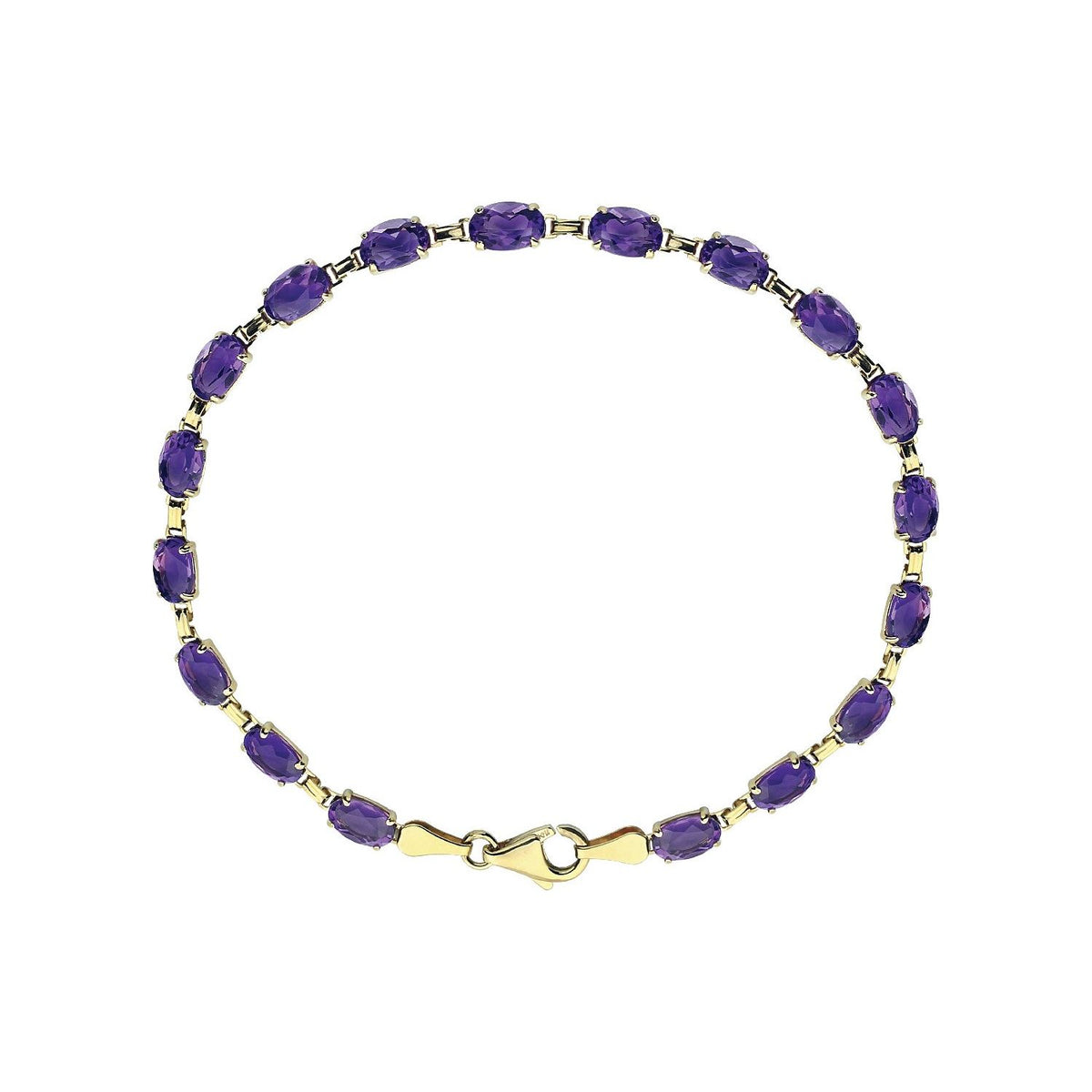 14K Yellow Gold Natural Amethyst 7 1/4" Bracelet