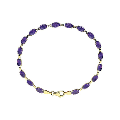 14K Yellow Gold Natural Amethyst 7 1/4" Bracelet