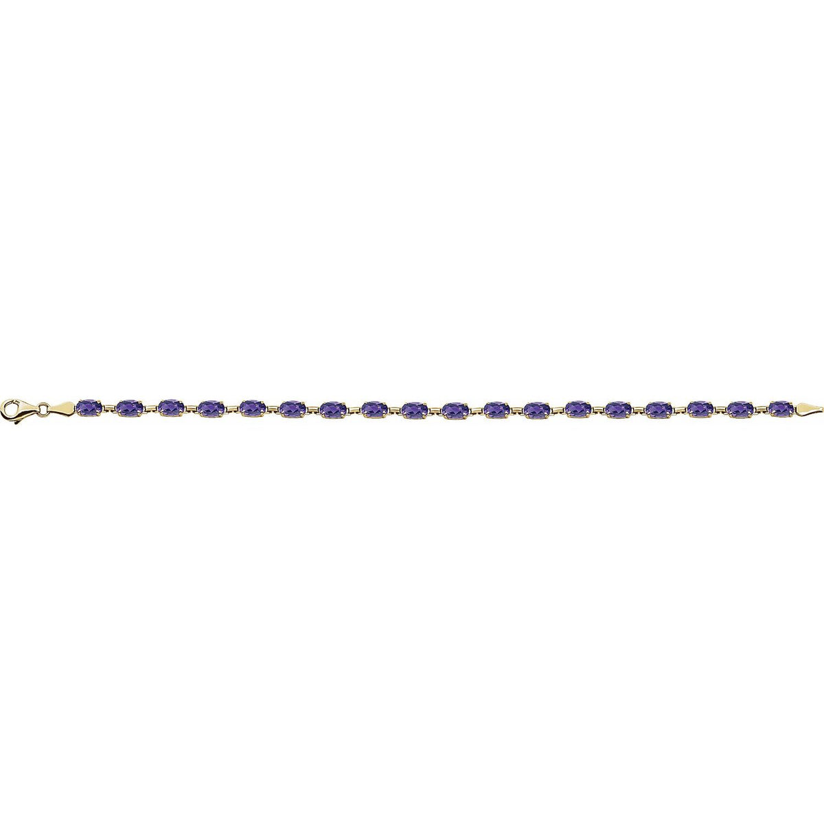 14K Yellow Gold Natural Amethyst 7 1/4" Bracelet