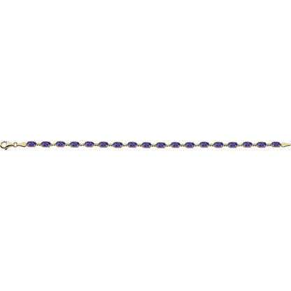 14K Yellow Gold Natural Amethyst 7 1/4" Bracelet