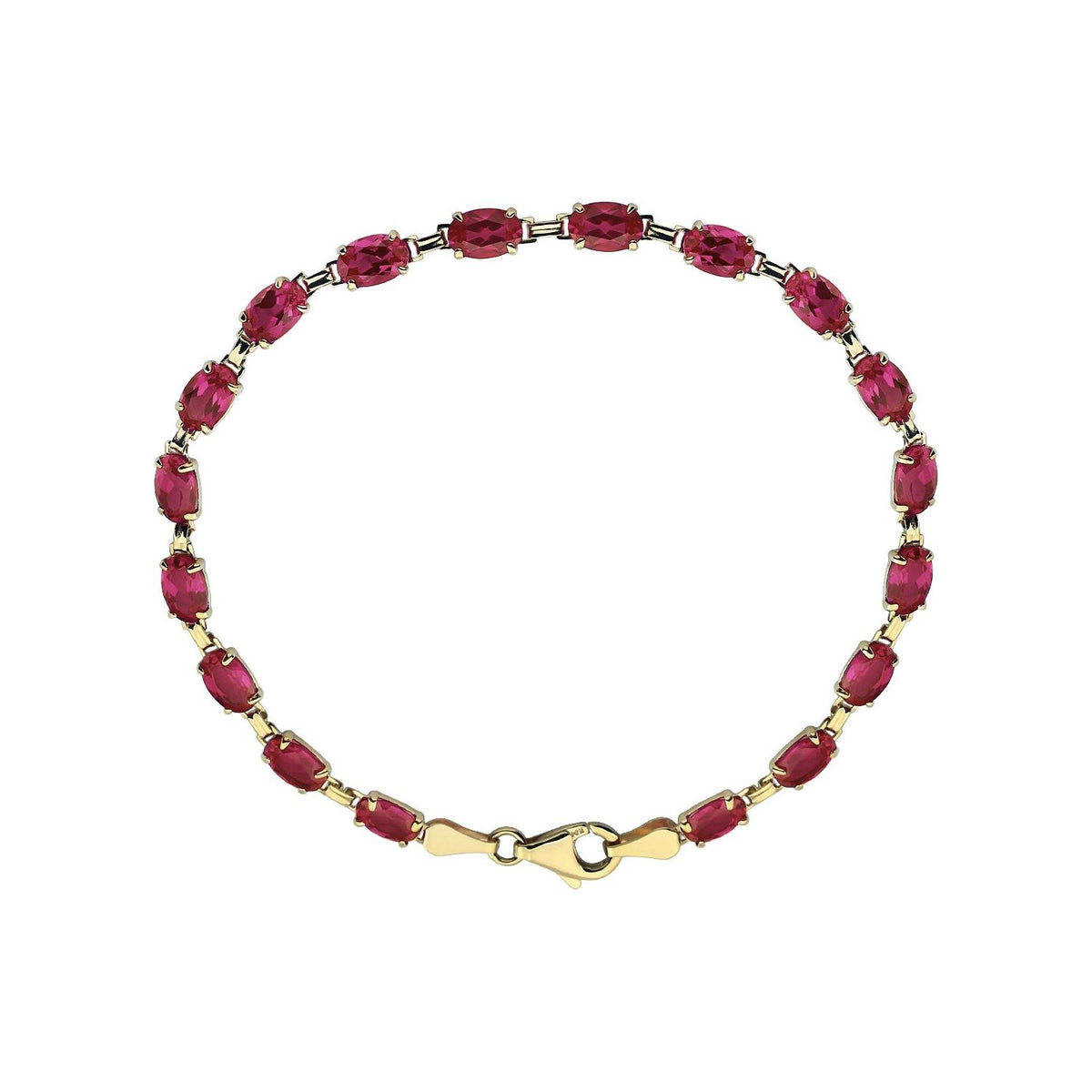 14K Yellow Gold Lab-Grown Ruby 7 1/4" Bracelet